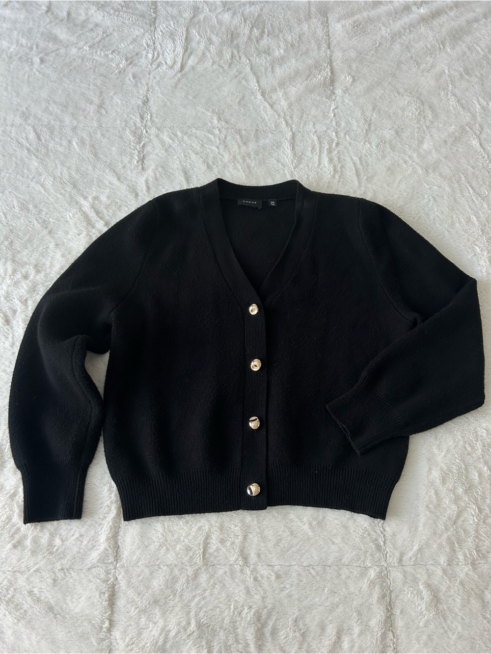 Cyrus gold button black chunky cardigan